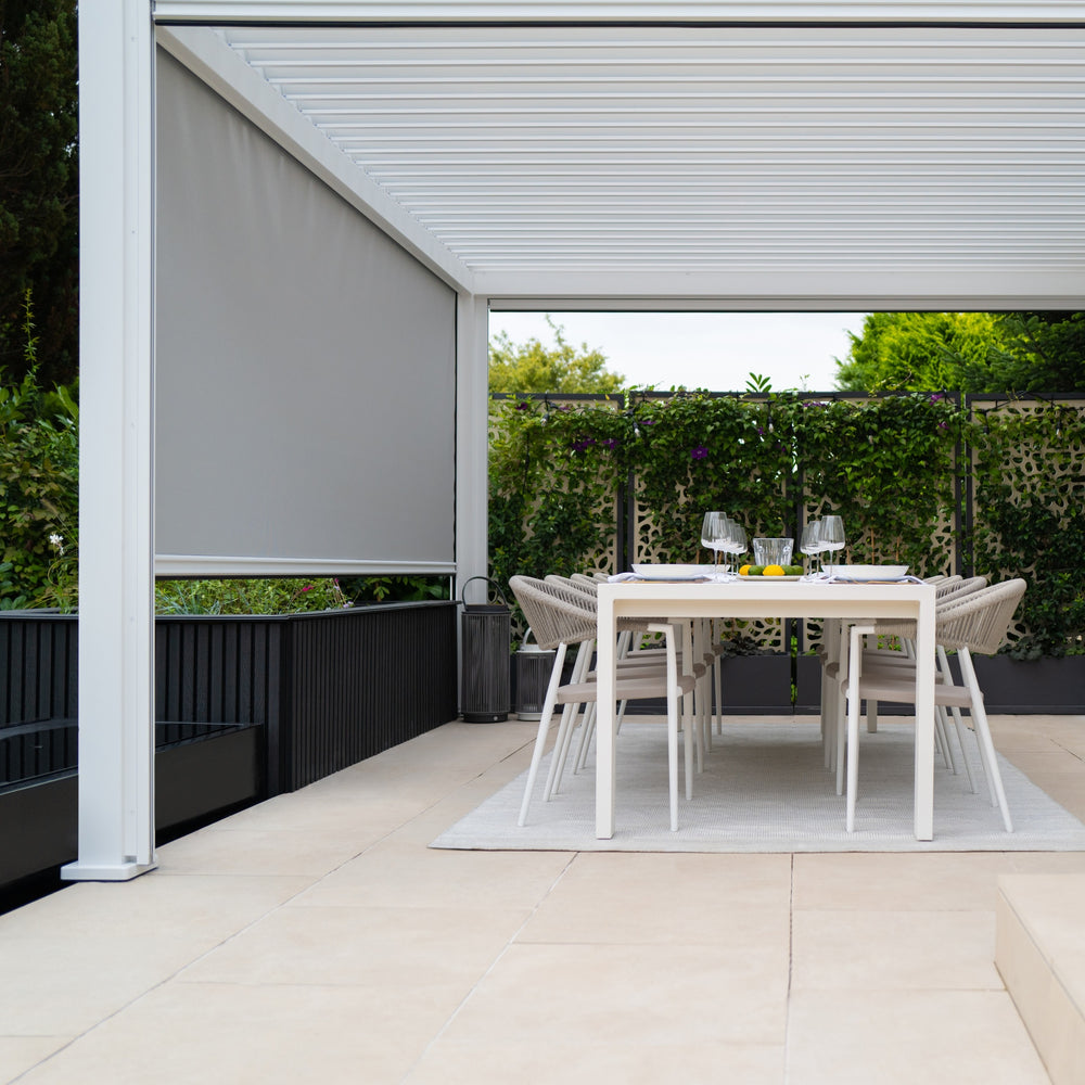 Alvaro Louvered Pergola white left