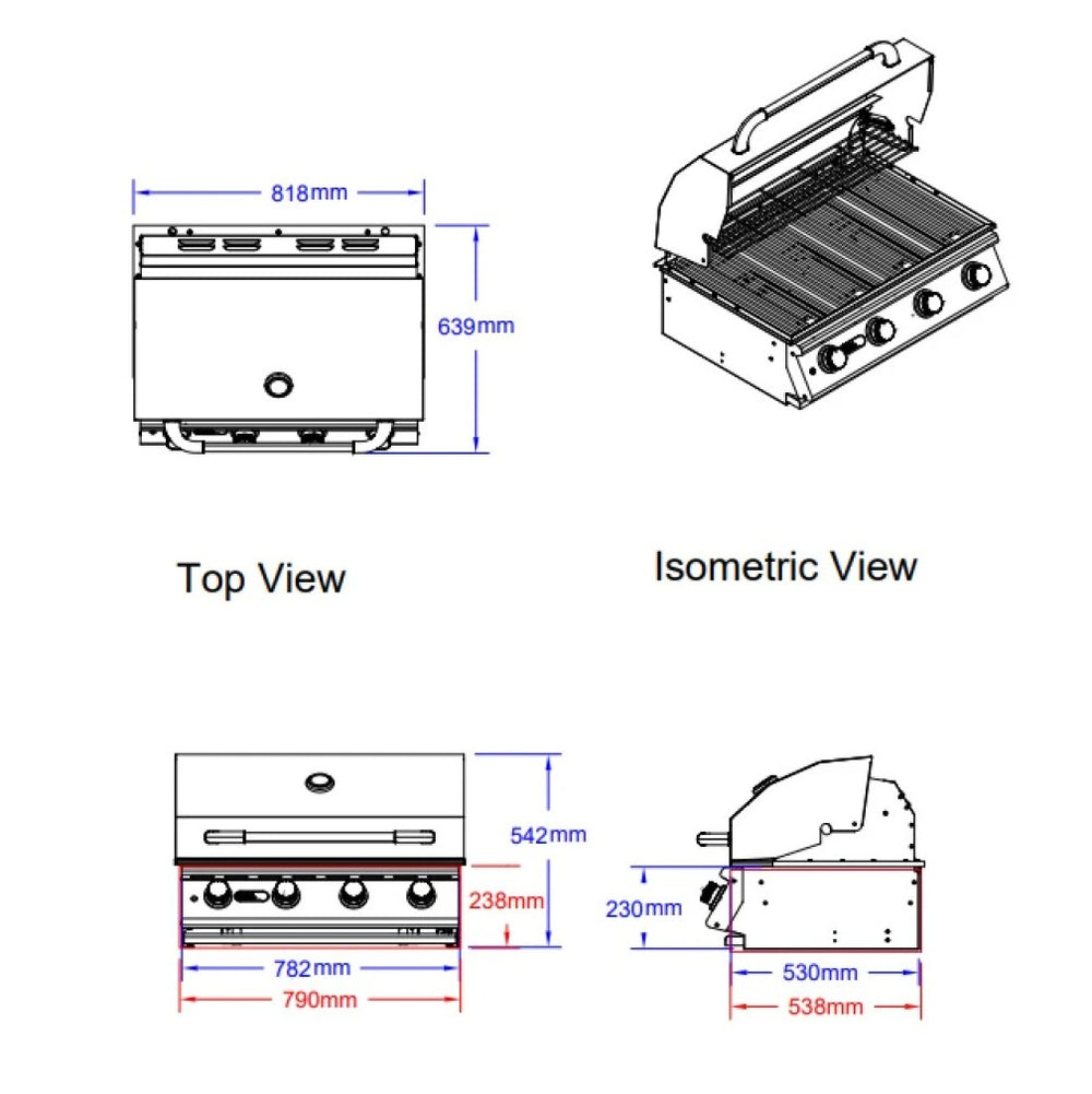 Bull Lonestar Built-In 4 Burner 76cm