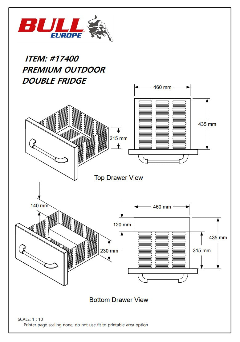 Bull Premium Double Drawer Outdoor Rated Refrigerator